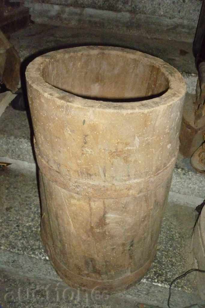 Ancient wood chiller, wooden mortar, wooden