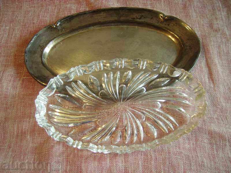 I sell a glass tray with a silver plate with price 40.00 BGN | € 20.45 I sell a glass tray with a silver plate with price 40.00 BGN | € 20.45