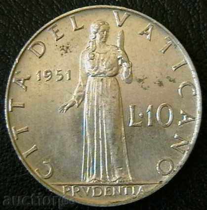 10 λίρες 1951, Βατικανό