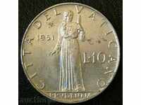 10 λίρες 1951, Βατικανό
