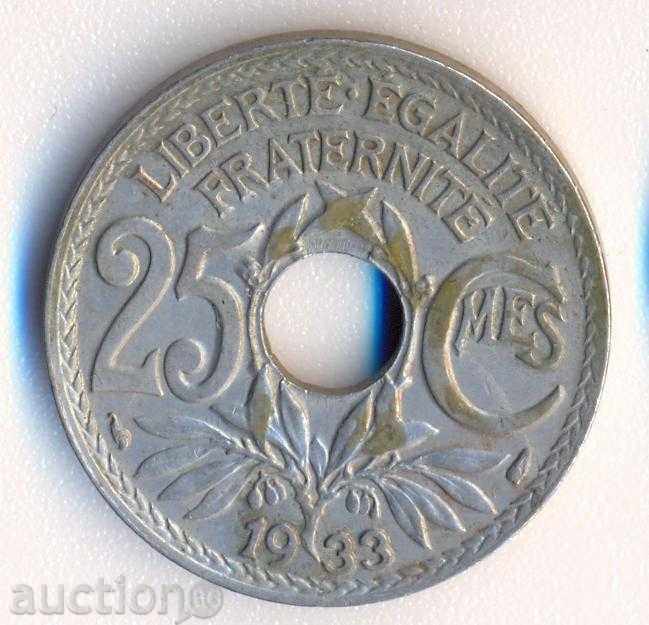 Франция 25 сантима 1933 година