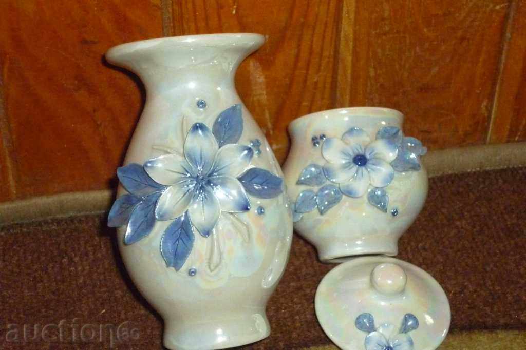 Set of porcelain vases and sugar bowl - 7 Set of porcelain vases and sugar bowl - 7