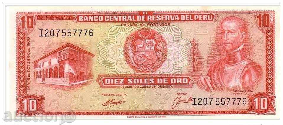 +++ PERU 10 tălpi de Oro P 100 1970 UNC +++