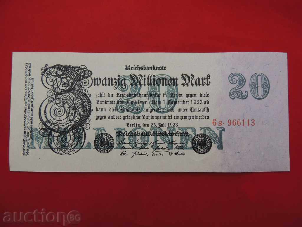 Τραπεζογραμμάτιο 20.000.000 Marks 1923 Germany UNC - COMPARE AND VALUE