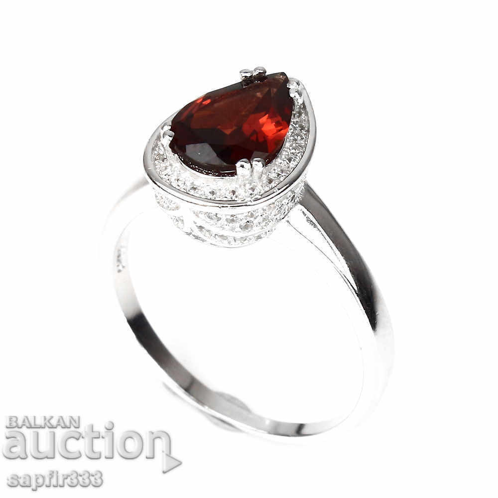 USED SILVER RING WITH NATURAL GRANATE AND CYCLONS with price 168.00 BGN | € 85.90 USED SILVER RING WITH NATURAL GRANATE AND CYCLONS with price 168.00 BGN | € 85.90