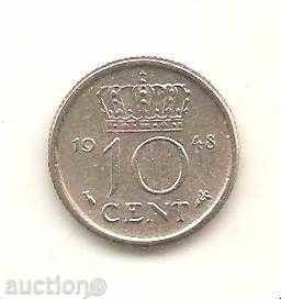 + 10 cenți Olanda 1948