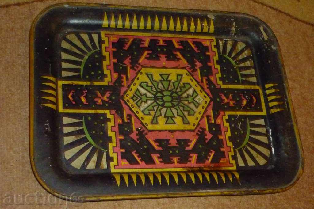 Old royal tray, service, backgammon, glass