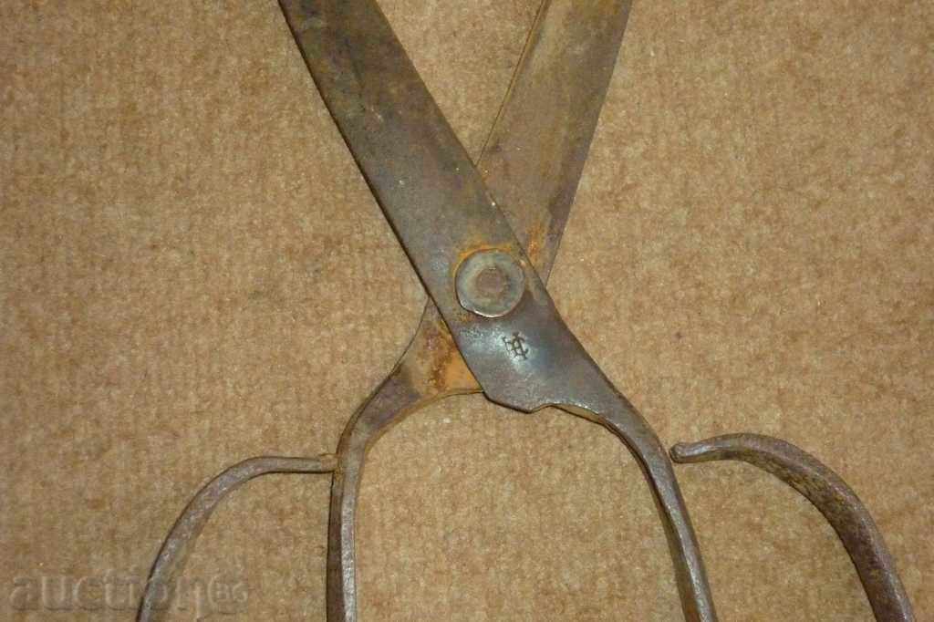 Auction  Old forged scissors, knife, wrought iron