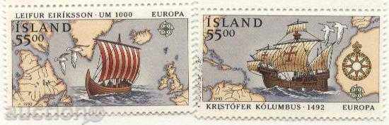 Καθαρό Μάρκες Ευρώπη Σεπτέμβριος 1992 πλοία από την Ισλανδία
