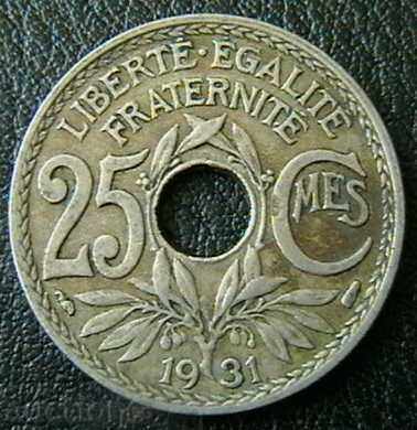 25 centimes 1931, France
