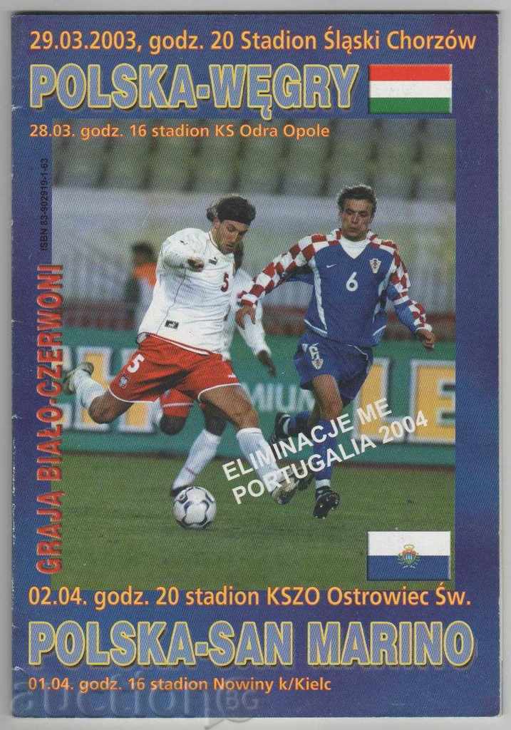 Ποδόσφαιρο Πρόγραμμα Πολωνία-Σαν Μαρίνο 2004