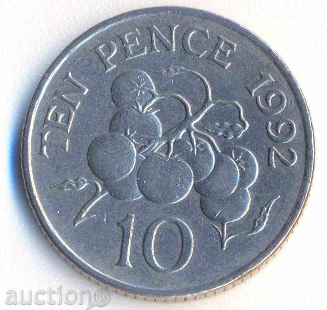 Guernsey, Island 10 pence 1992