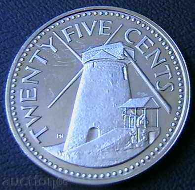 25 cents 1973 PROOF, Barbados