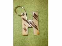 Key-Holder - camel bone - letter H