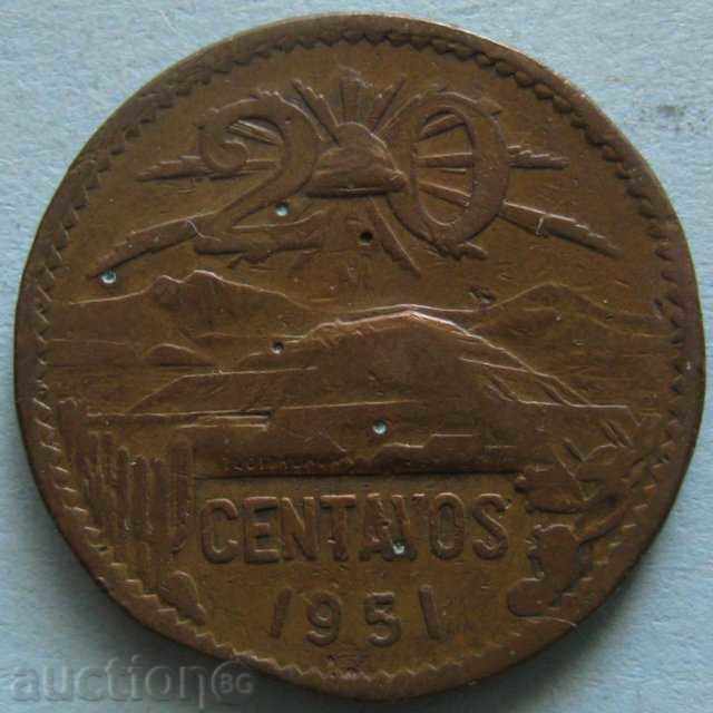 20 центавос 1951 -Мексико