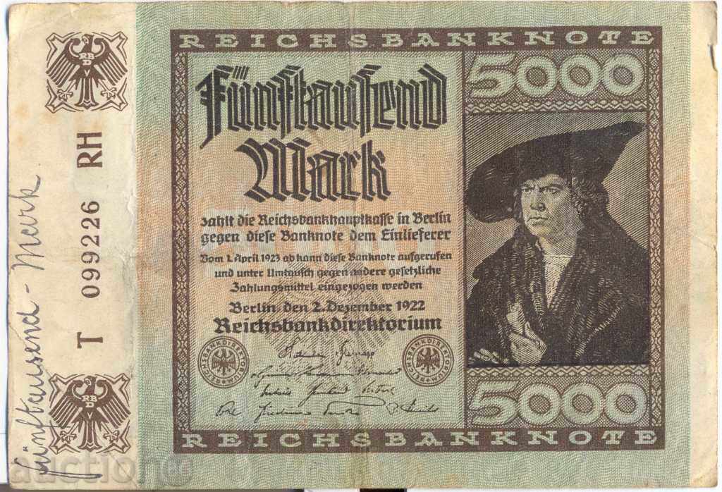 Германия 5000 марки 1922 година