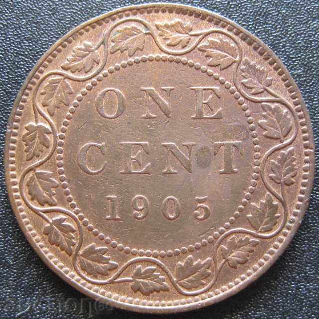 КАНАДА  1 цент  1905г.