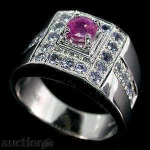 SILVER RING WITH NATURAL RUBBER AND TANZANITIS with price 278.00 BGN | € 142.14 SILVER RING WITH NATURAL RUBBER AND TANZANITIS with price 278.00 BGN | € 142.14