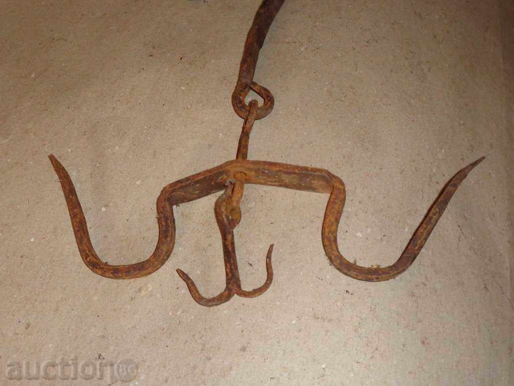 An old forged scraping hook, double twin with price 40.00 BGN | € 20.45