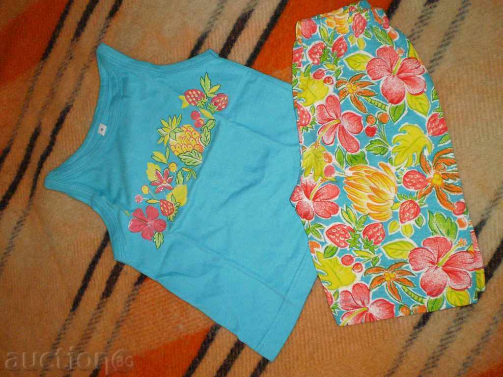 Set for 3-4-year-old girl in t-shirt and shorts with fruit - 7