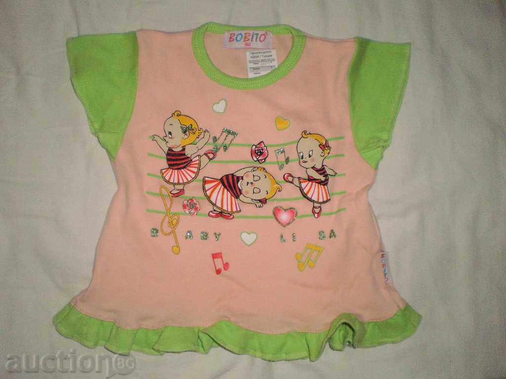 Baby tunic with short sleeves and merry print size 86, new