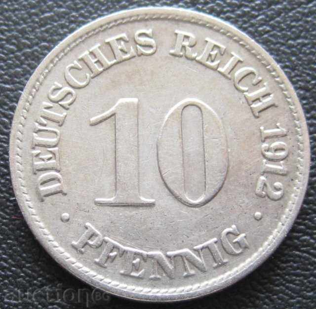 ΓΕΡΜΑΝΙΑ 10 pfennigs 1912. / D /