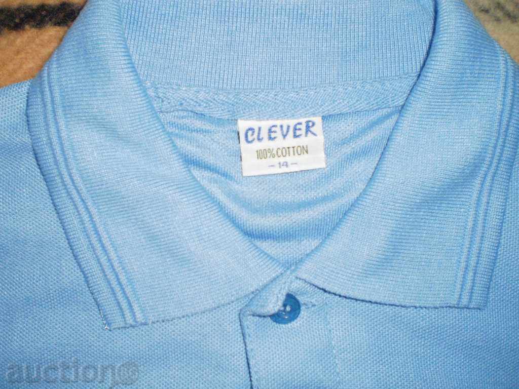 Livrarea T-shirt pentru copii pentru un băiat cu nasturi, guler și ștampila de dimensiune 140