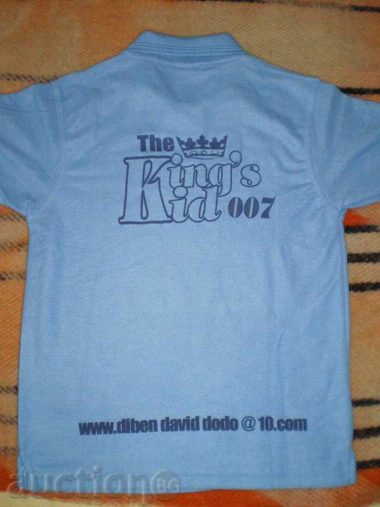 T-shirt pentru copii pentru un băiat cu nasturi, guler și ștampila de dimensiune 140 - 5