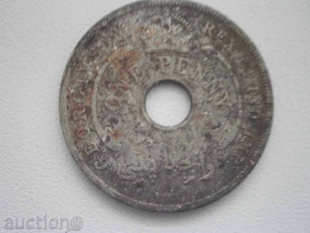 British West Africa - 1 penny, 1911 LARGE RED, 63 m