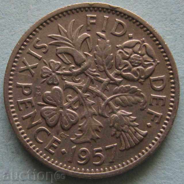 6 πένες 1957. - Ηνωμένο Βασίλειο