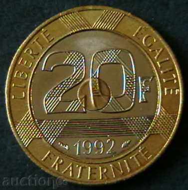 20 franc 1992 (Mont Saint Michel), France with price 20.00 BGN | € 10.23 20 franc 1992 (Mont Saint Michel), France with price 20.00 BGN | € 10.23