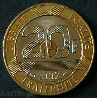 20 franci 1992 (Mont Saint Michel), Franța cu preț € 10.49 | 20.52 BGN