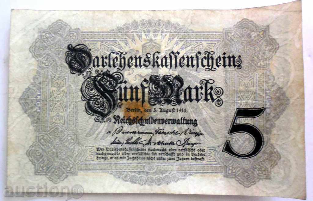 Auction 5 and 20 Marks -1914 GERMANY Auction 5 and 20 Marks -1914 GERMANY