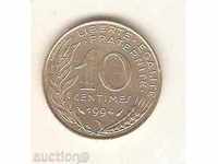 + Γαλλία 10 centimes 1994 μυημένοι σήμα ψάρια