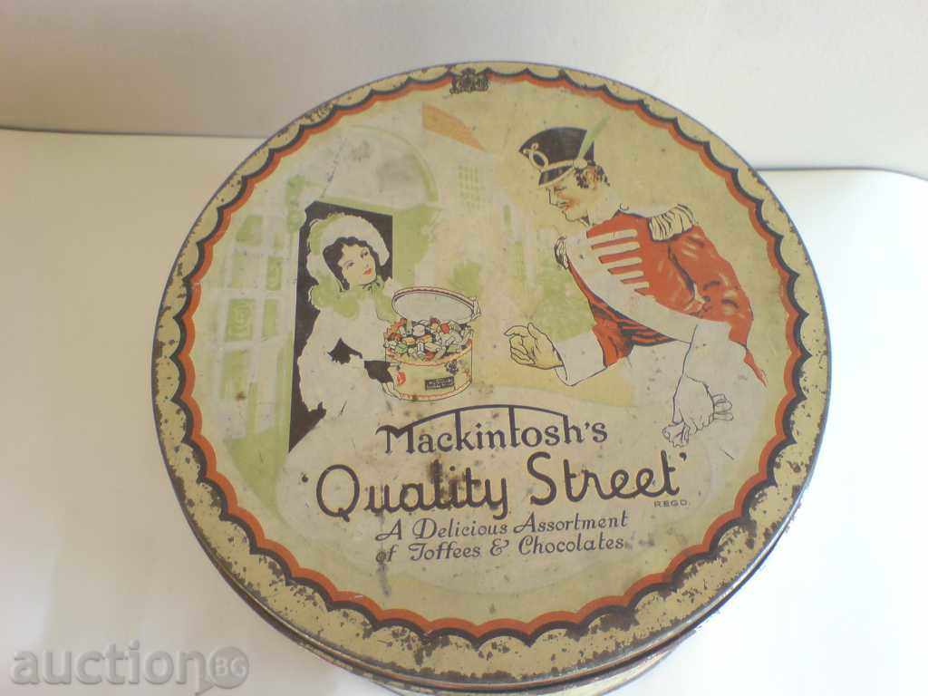 an old metal box of candy with price 25.99 BGN | € 13.29