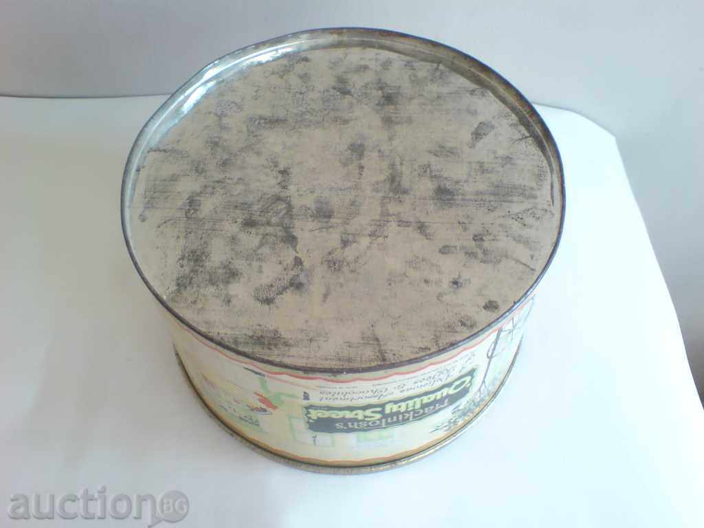 Delivery of an old metal box of candy