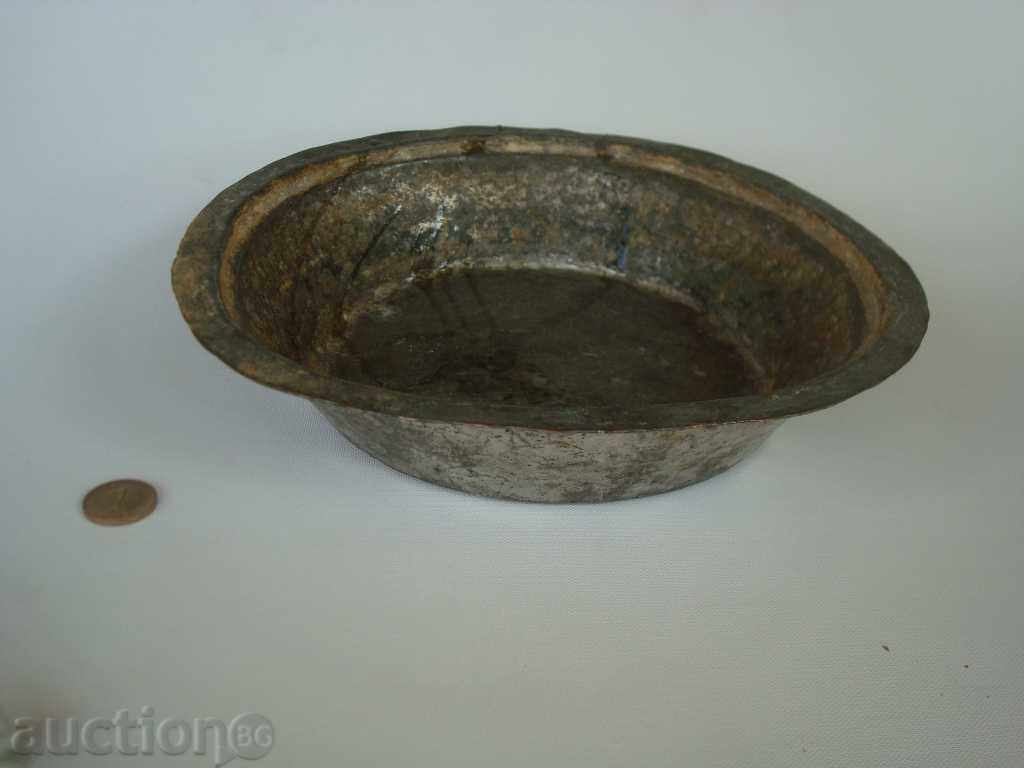 Copper dish, bowl, hand-made Turkey with volume 1.5l, 07kg.