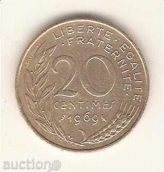 +Франция  20  сантима  1969 г.