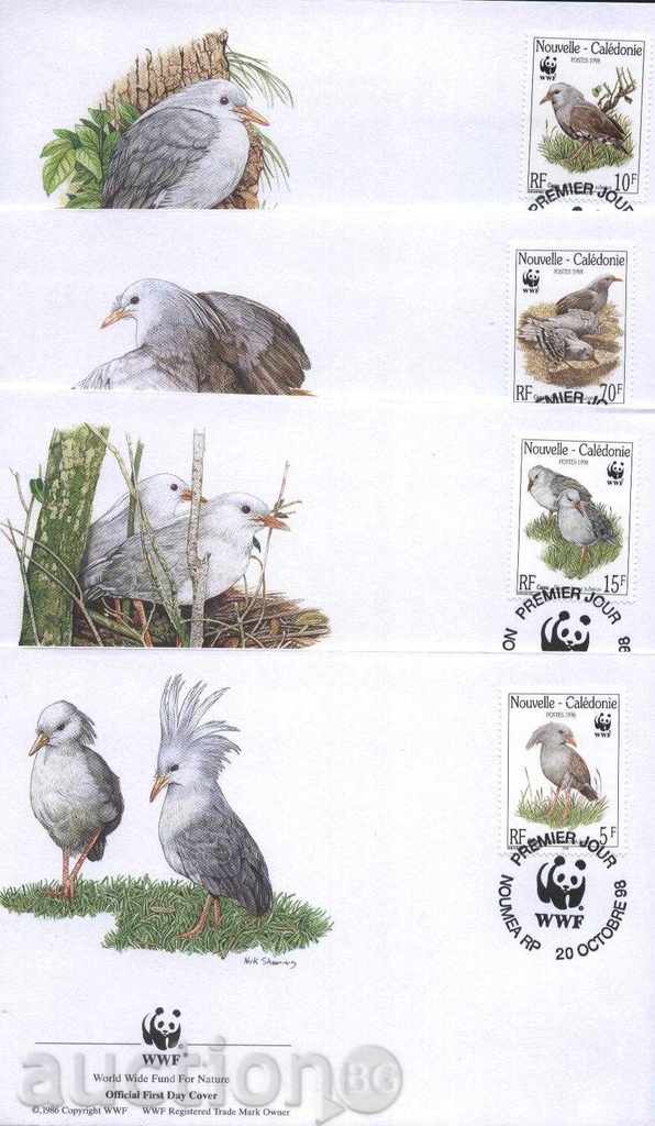 FDC 1998 Păsări WWF din Noua Caledonie