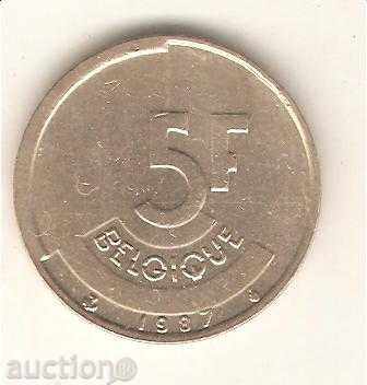 + Belgia 5 franci 1987 legenda franceză