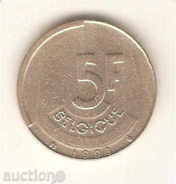 + Belgia 5 franci 1993 legenda franceză
