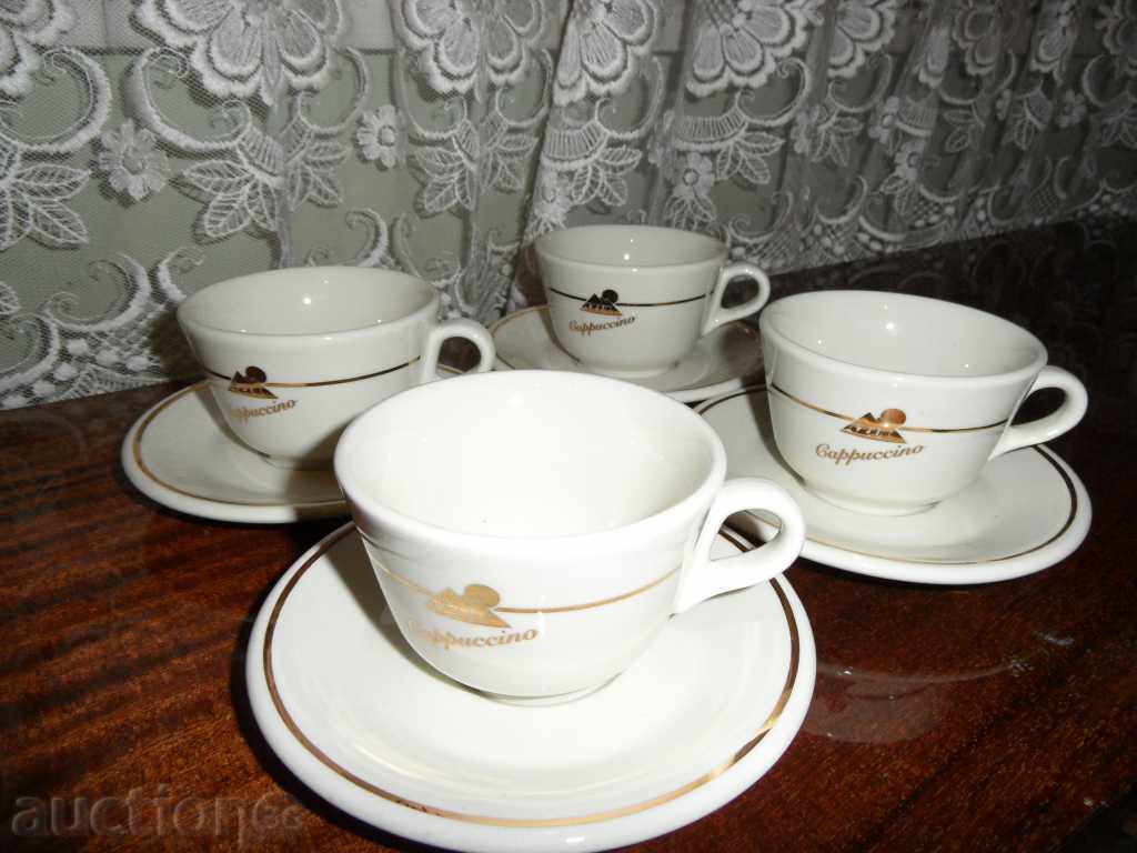 Set of 4 cappuccino cups and 4 saucers, DjKv
