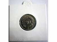 1925 B Switzerland -Швейцария 20 Rappen- Рапен  Nickel