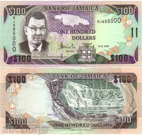 +++ JAMAICA 100 de dolari P 80b 2002 RARE! UNC +++