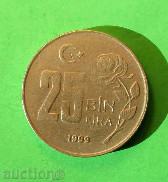 25 liras Turcia 1999