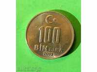 100 liras Turcia 2003