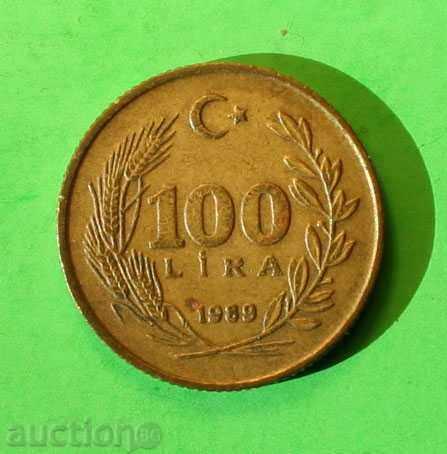 100 λίρες Τουρκίας 1989