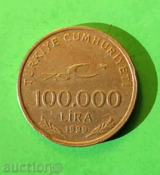 100.000 de lire Turcia 1999