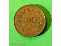 100 liras Turcia 1990
