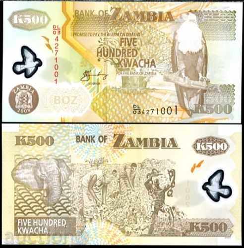 Zorba LICITAȚII ZAMBIA 500 kwacha 2008 POLIMER UNC